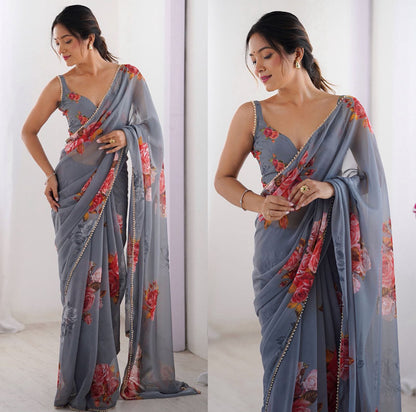 Floral Print Ready-to-Wear Saree