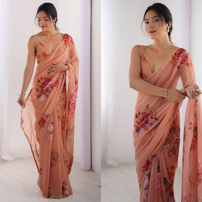 Floral Print Ready-to-Wear Saree