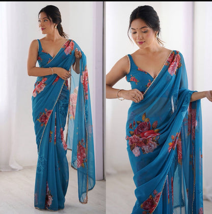 Floral Print Ready-to-Wear Saree